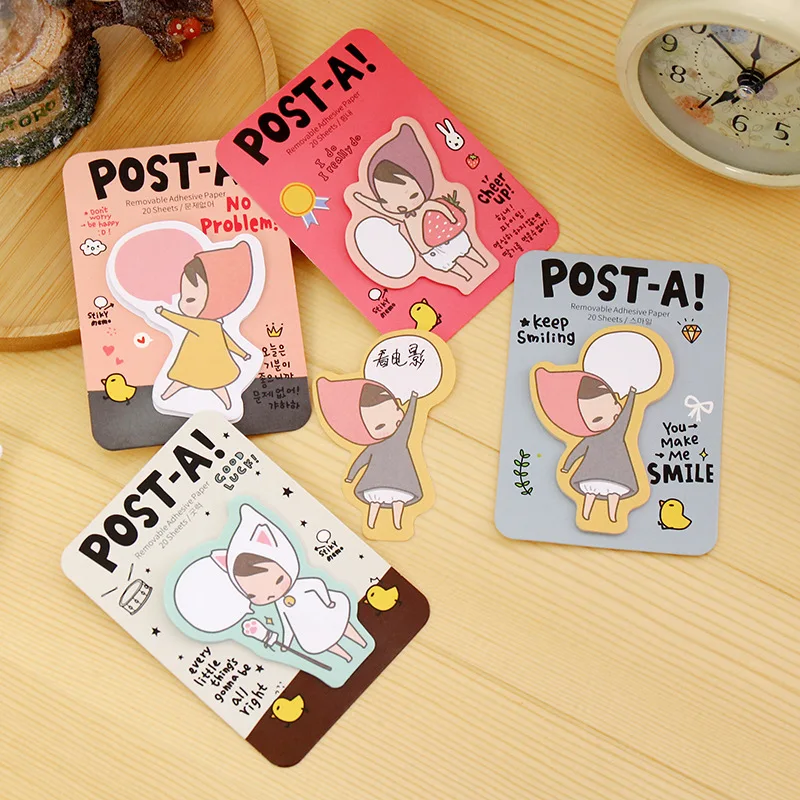 

4 шт./лот Новые поступления kawaii Red Hat girl sticky notes 20 листов милые канцелярские наклейки подарок papeleria школьные и офисные принадлежности