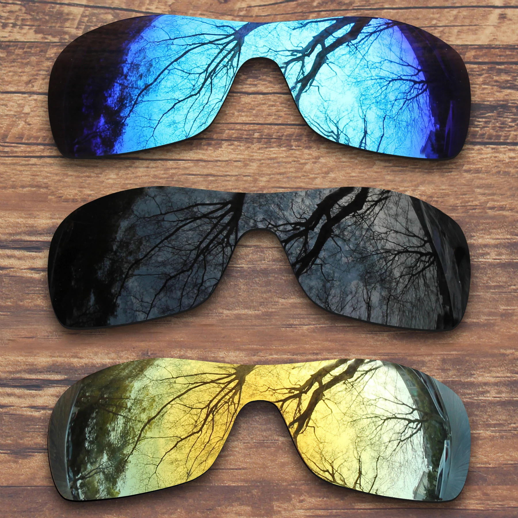 

Millerswap 3 Pieces Black.Blue.Gold Polarized Replacement Lenses for Oakley Antix Sunglasses