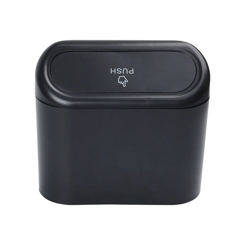 Car Trash Bin Hanging Vehicle Garbage Dust Case Storage Box Black Abs Square Pressing Type Trash Can Auto Interior Accessories