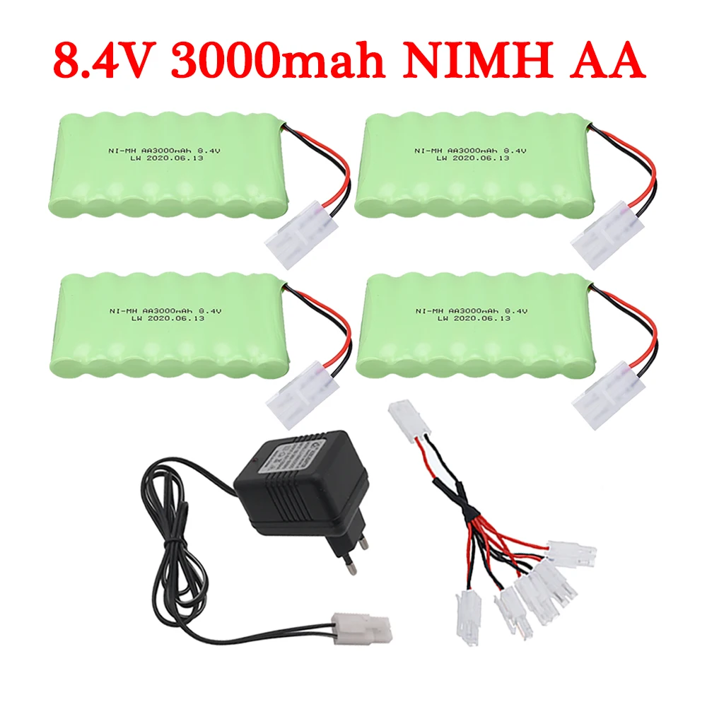 8,4 v 3000mah NiMH Batterie + ladegerät Für Rc Spielzeug Autos Tanks Lkw Roboter Pistole Boot AA Ni-Mh 8,4 v Akku Pack