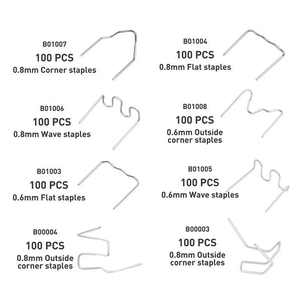 800PCS Automotive Plastic Repair Machine Welding Hot Stapler Wire Standard Pre Cut Wave Staple Bumper Bodywork Repairs Tool