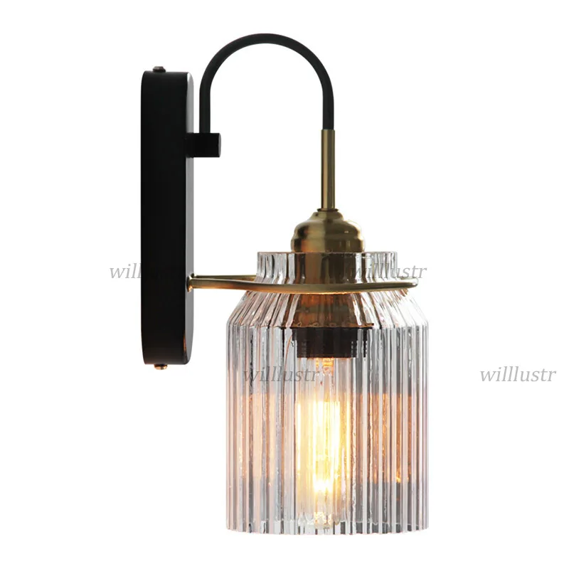 Minimalist Glass Wall Sconce Luxury Iron Lamp Cafe Bar Store Restaurant Hotel Aisle Living Room Bedside American Style lighting