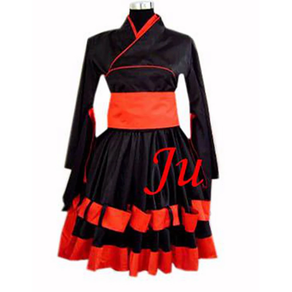 

fondcosplay Gothic Lolita Punk Sd Doll Japan Kimono black red satin shirt skirt Cosplay Costume CD/TV[CK841]