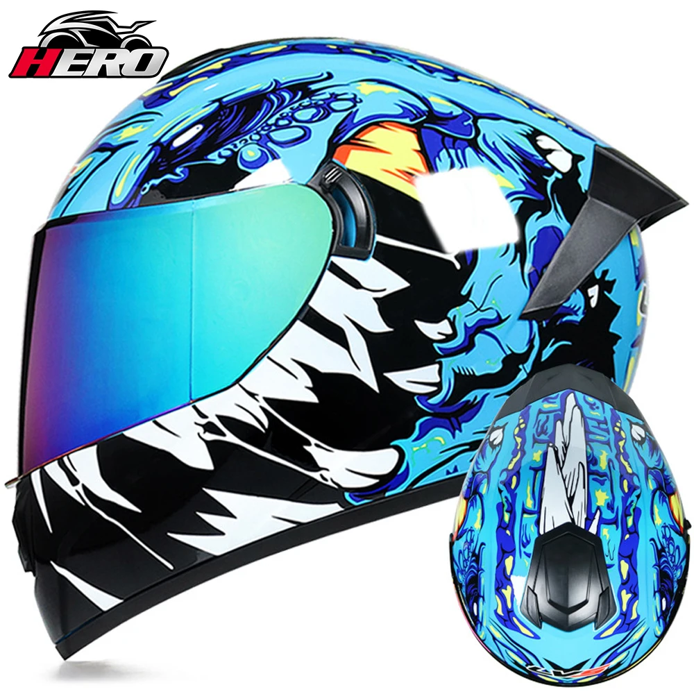 New Motorcycle Helmet Men Full Face Motocross Helmet Moto Riding Racing Helmet Double Lens Crash Casco Moto DOT Approved S-XL