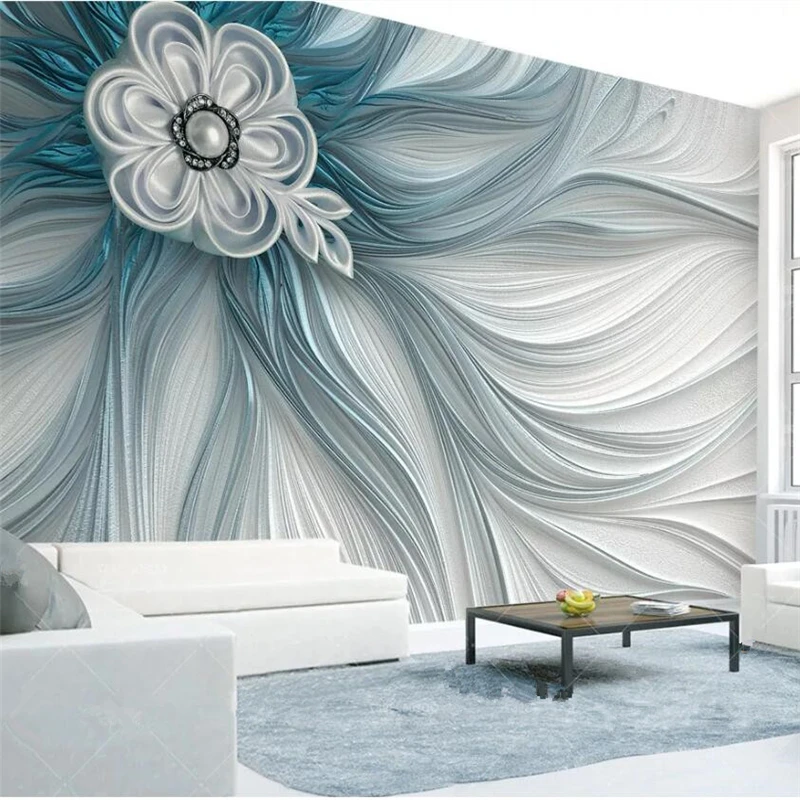 

wellyu Customized large wall painter with atmospheric creative embossed stripes lines modern fashion 3d background wall