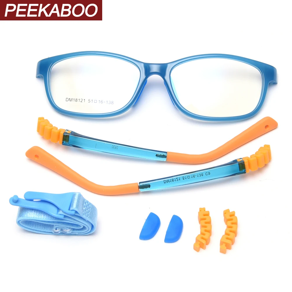 Peekaboo silikonowe kwadratowe okulary dla dzieci chłopiec przezroczyste soczewki tr90 niebieskie różowe dziewczęce oprawki do okularów optycznych dla dzieci ultraligt
