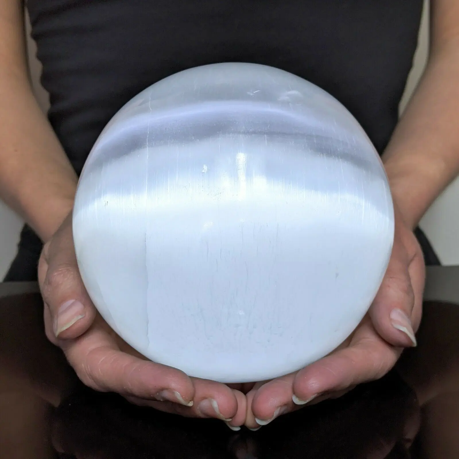 AAA 55-65mm Selenite Sphere Full Moon Goddess Psychic White Gypsum Crystal Ball