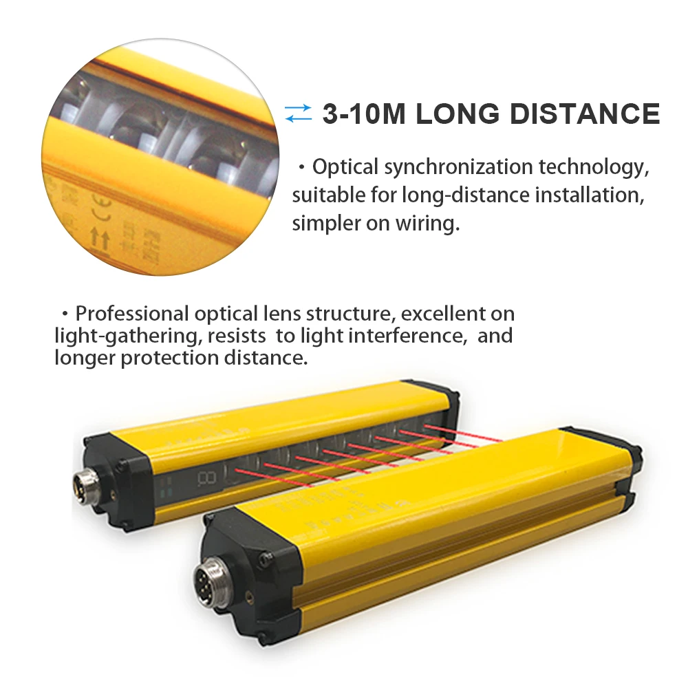 Imagem -03 - Cloweit Cortina de Luz de Segurança Lsg104004 Vigas 40 mm Display Digital Dispositivo Fotoelétrico Proteção Interruptor 10m Indução