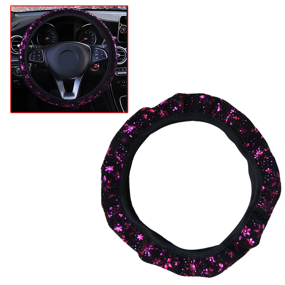 

1Pcs Purple Flower Car Steering Wheel Cover Anti-slip Protector Cover Diameter 38cm Universal Car-styling Interior Accessories