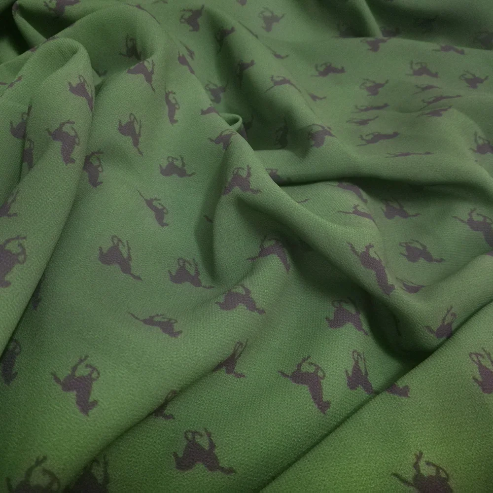 Olivgrüner Chiffon-Stoff, hochwertig bedruckt, für lange Kleider, Schals, Sommerhosen, Heimdekoration, biegsam – Detail 2