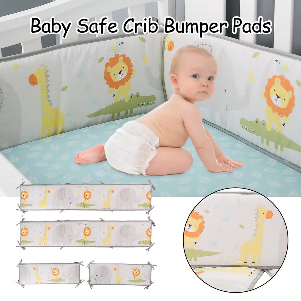 4 Pieces Baby Crib Bumpers Guard Pad Nursery Baby Bed Surrounding Head Protector Circumference Bed Protection Bumpers