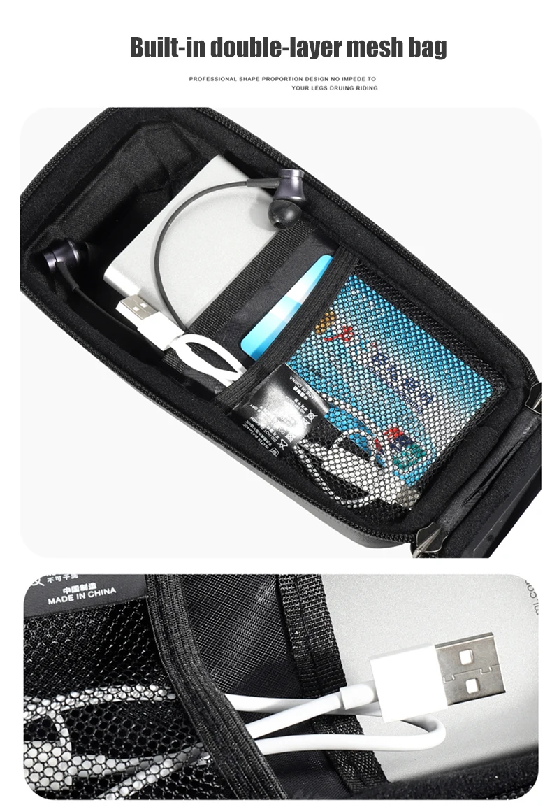 WILD MAN BBG076 Fahrrad-Vorbautasche mit Handyfach, EVA-Hartschale, Touchscreen-Fenster, Klettbändern und Regenschutz, für MTB und Rennrad – Detail 16