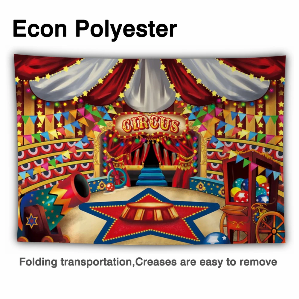 Funnytree Circus Birthday Party Background Tent Stars Carnival Baby Shower Lights Salute Colourful Banner Celebration Backdrop