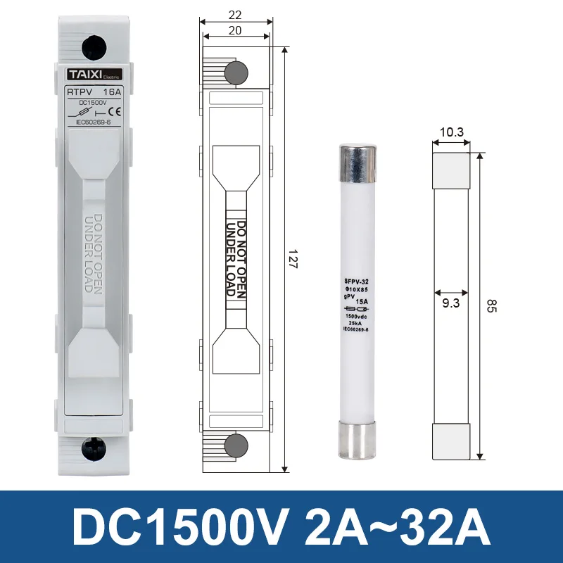 Solar PV Fuse Holder Solar PV DC Isolator MCB 1000V 1P 10A 15A 1500V Photovoltaic Switch 2A 10A 63A 40A 32A Circuit Breaker