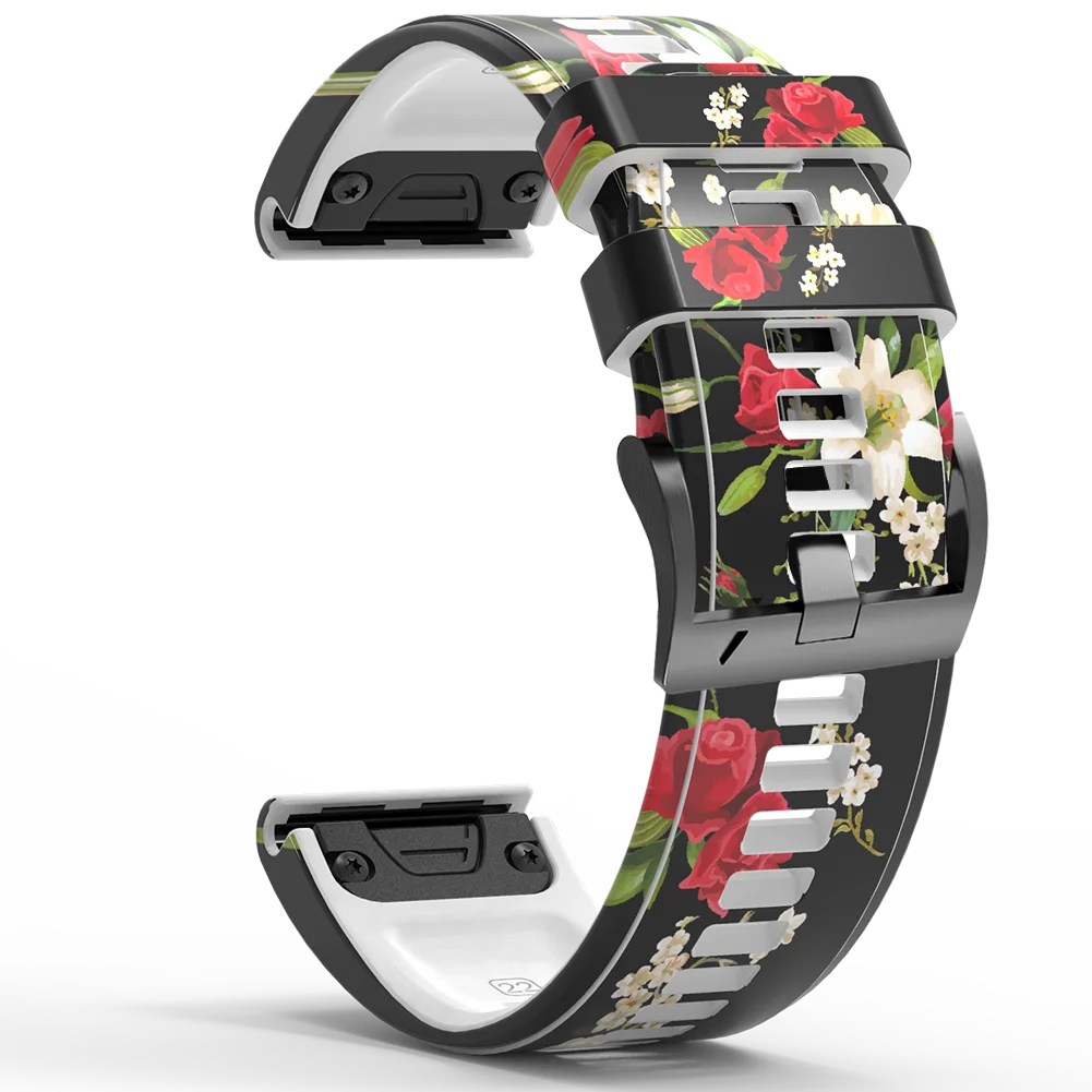 26 22mm Camouflage Silicone Watchbands Wriststrap For Coros VERTIX/2 For Garmin Fenix 6X 6 Pro 5X 5 7X 7 Quick Release Bracelet