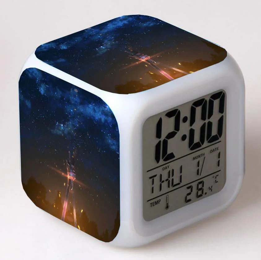 Anime Sword Art Online  Cartoon LED 7 Color Flash Digital Alarm Clocks Night Light Bedroom Desk Clock despertador Alarm-Clock