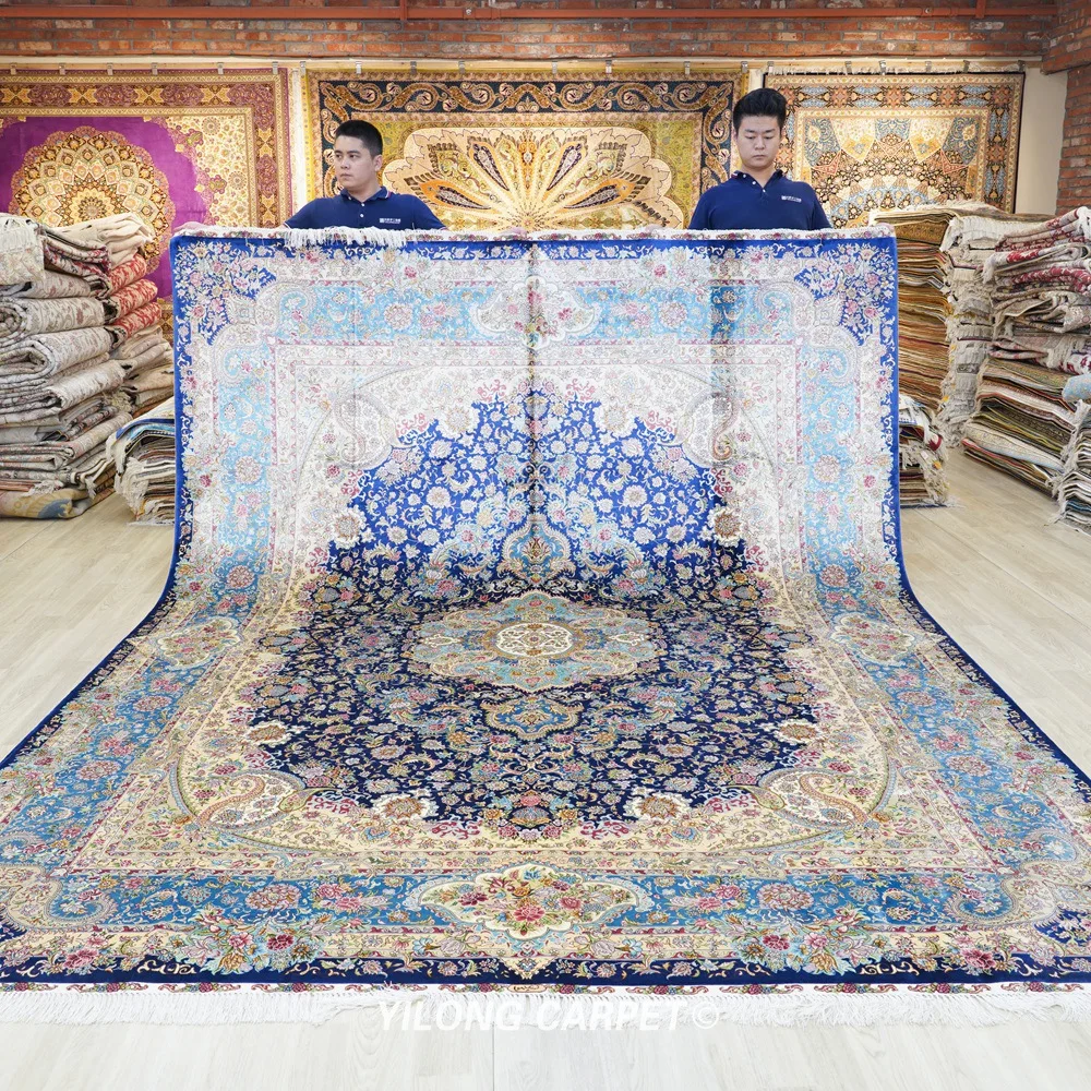 Yilong 9'x12' Blue classic handmade rug large vantage persian handmade carpet (TJ127A)