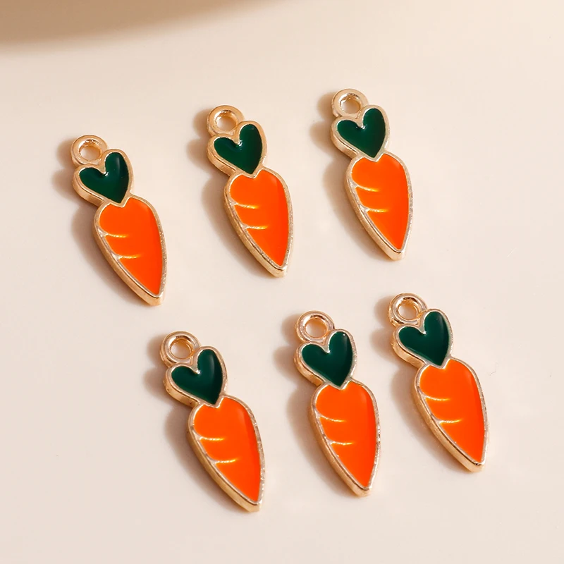 10pcs/lot 5*16mm Mini Carrot Charms for Earrings Pendants Necklaces Making Cartoon Enamel Heart Charms DIY Jewelry Accessories