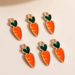 10 개/몫 5*16mm 미니 당근 매력 귀걸이 펜던트 목걸이 만화 에나멜 과일 매력 만들기 DIY 쥬얼리 액세서리