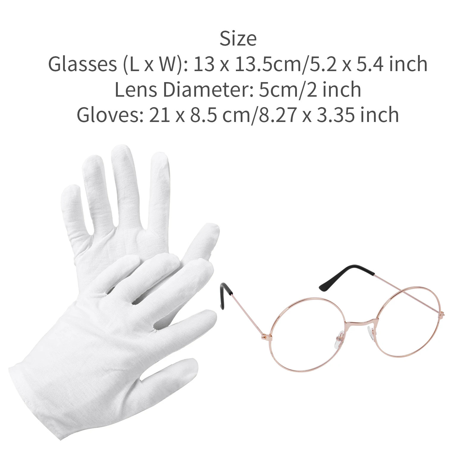 Santa Claus Glasses Matching Flat Glasses with White Gloves Stage Performance Prop Christmas Cosplay Props