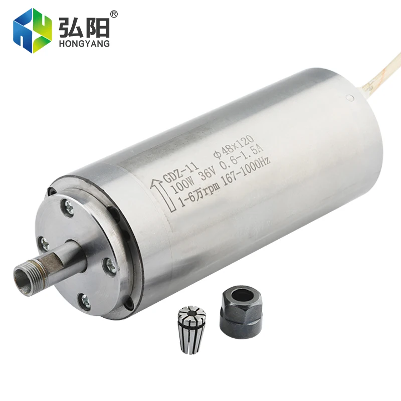 CNCルーター用HQD-CNC水冷スピンドルモーター,100w,0.1kw,er8,60000rpm,回路基板,穴あき,48mm