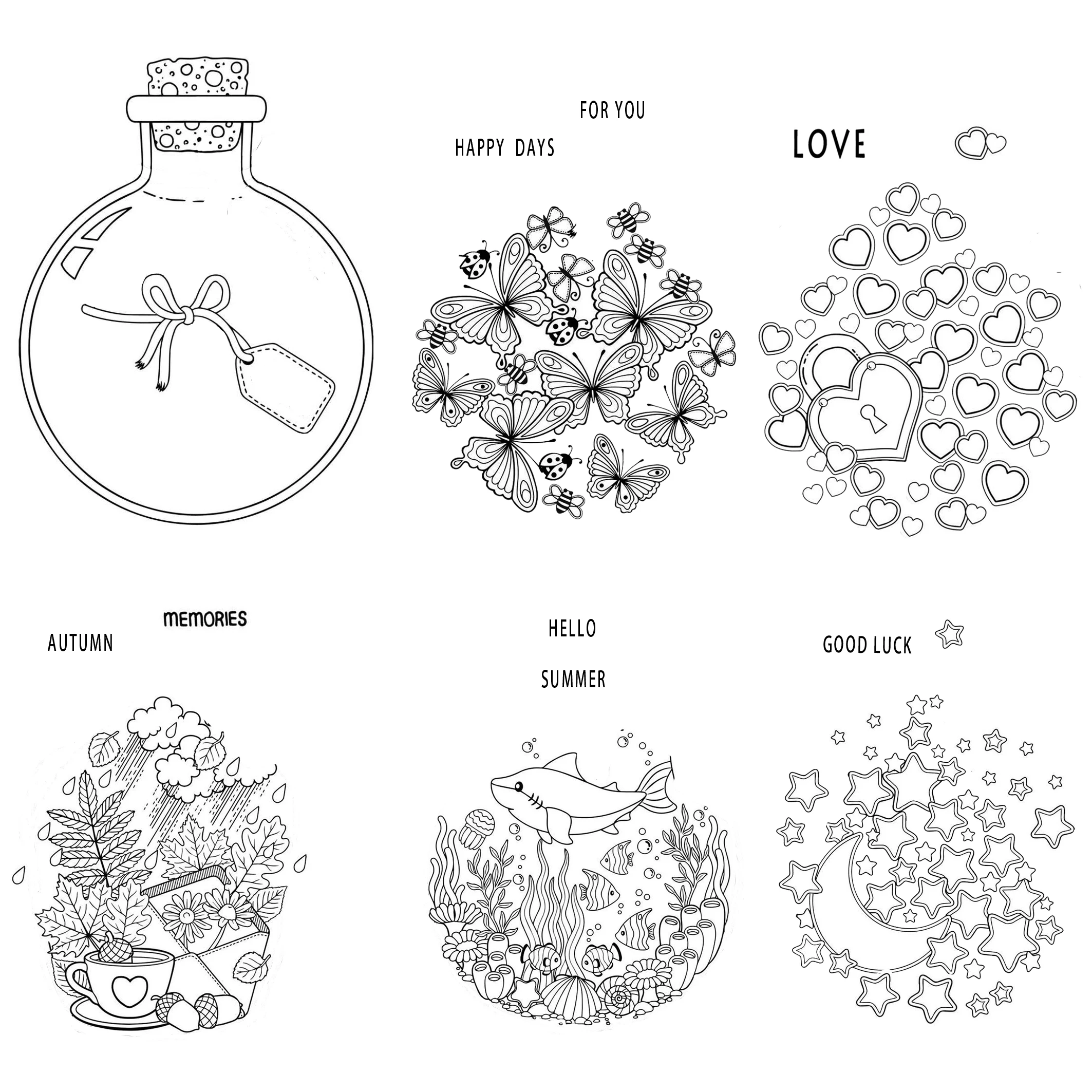 Glass Bottle Butterfly/Undersea/Stars Clear Stamp Rubber Silicone Seal For DIY Scrapbooking Card Making Album Decoroation Crafts