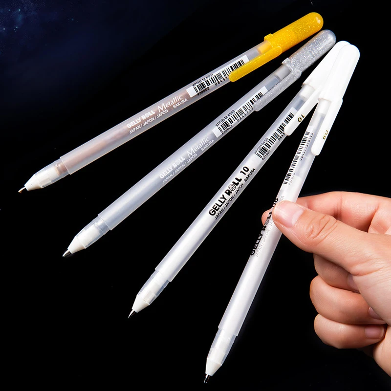 Japan Sakura Gelly Roll Gel Ink Pen Set Gold White Silver Gray Cool Colors Highlight Drawing Marker Pen Art Supplies Stationery