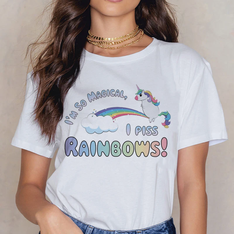 Unicornio Unicorn T Shirt Women Kawaii Harajuku T-shirt Ullzang Short Sleeve for Girl Tshirt Top Tees Summer Fashion Female Cute