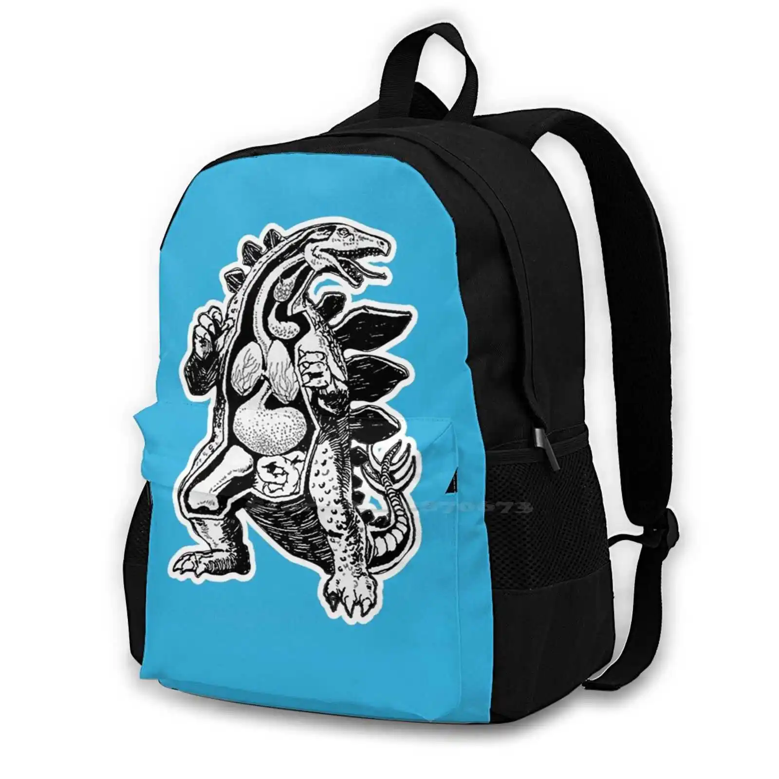 Anatomy Large Capacity School Backpack Laptop Bags Monster Anatomy Japan Tokyo Asia Movie Theater Vintage Retro Style Dinosaur