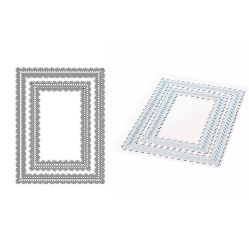 

New Layer Metal Cutting Dies and Scrapbooking For Paper Making Background Rectangular Wave Embossing Card Frame Craft