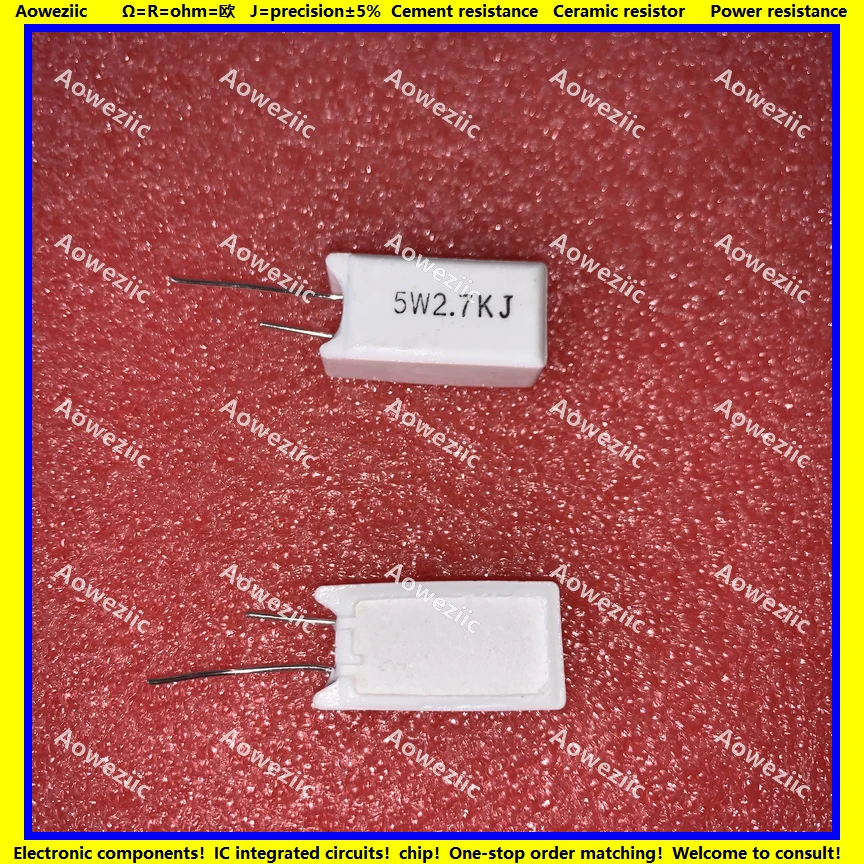 

10Pcs RX27-5 Vertical Cement Resistance 5W 2.7K ohm 2.7KR 2.7KRJ 5W2.7KR 5W2K7J 2700R 2700ohm Ceramic Resistance precision 5%