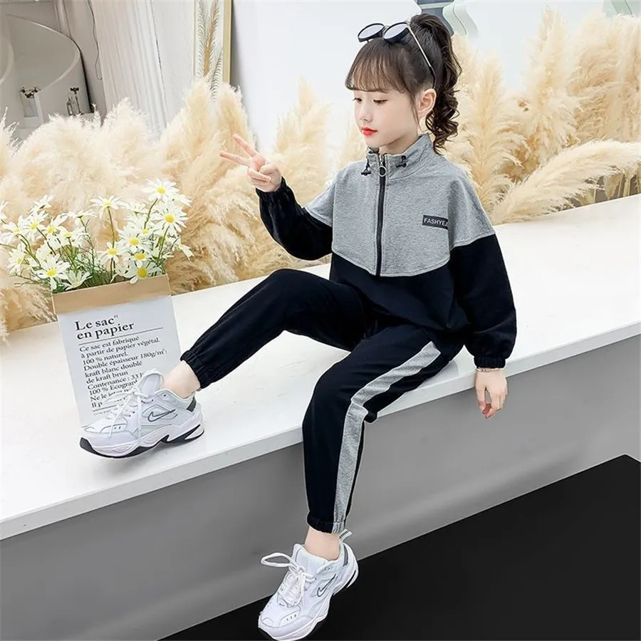 Fashion Girls Clothes Set Teen Girls Tracksuit Spring Autumn Long Sleeve 2pcs Children Girls Clothing Suits 4 6 8 9 10 12 Years