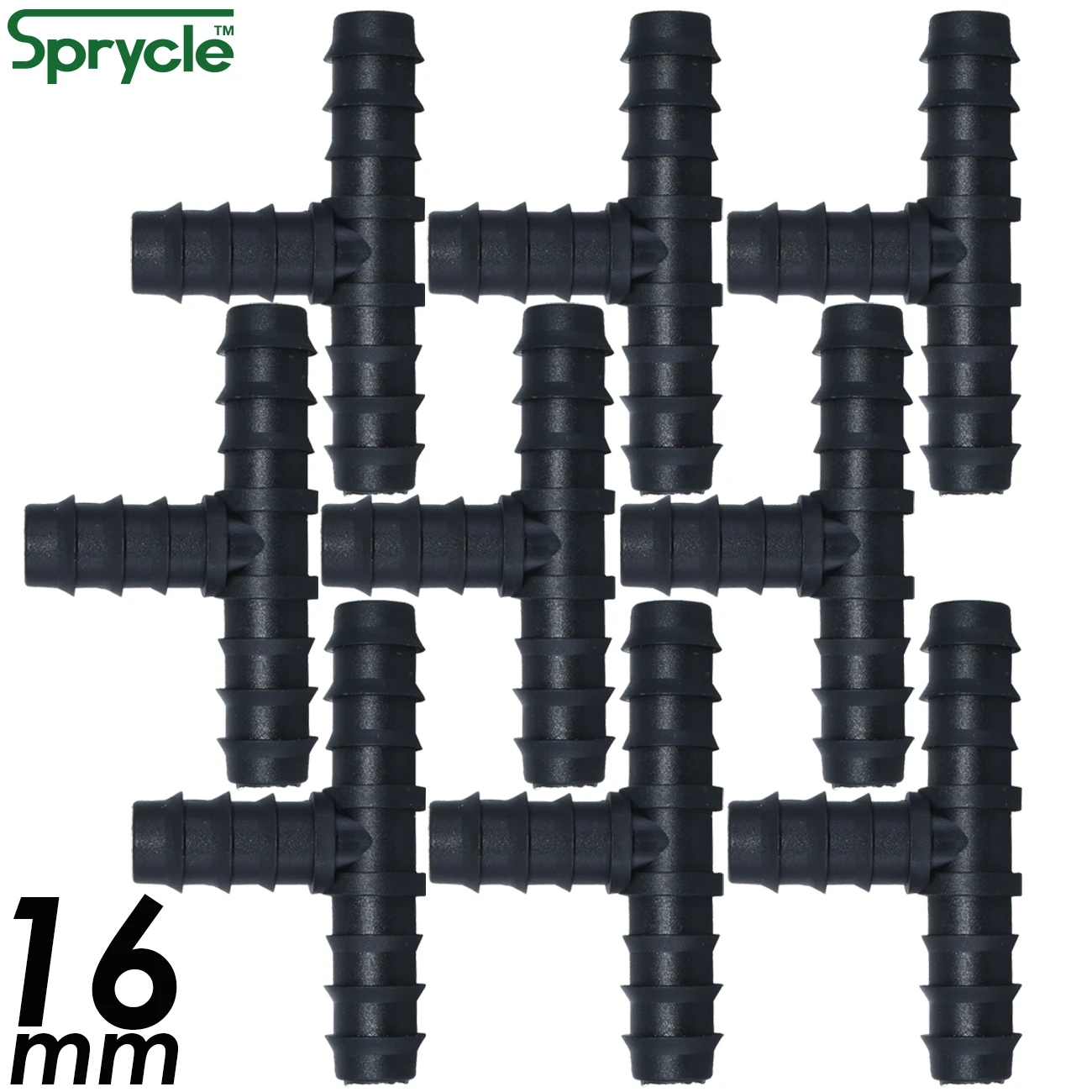 SPRYCLE 10PCS 16mm Barbed Tee Connector Watering 3-Ways for Micro Drip Irrigation 1/2'' PE Pipe Tubing Hose Micro Fitting Garden