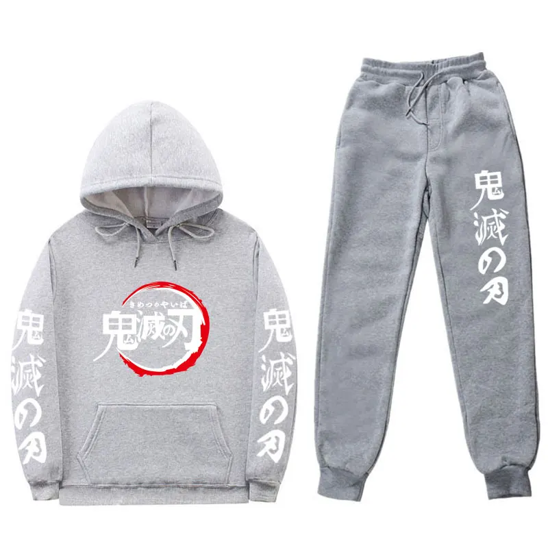 Demon Slayer Anime Autumn Winter Fashion New Men’s Hoodies + Pants Two-Piece sportswear hoodie Harajuku Casual Jogging Suits