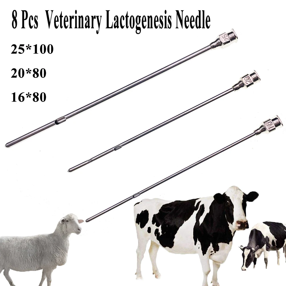 Goat Ewe Cow Veterinary Lactogenesis Needle Pin Stainless Steel Breast Dredging Drenching Ranch Medical Clinic Tools Supplies