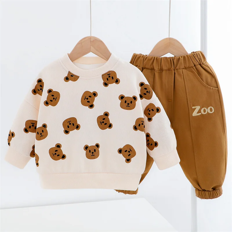 Boys Girls Sets Kids Tracksuit Spring Autumn 2023 New Fashion Cartoon Bear Top Pants Suits Clothes Baby Clothing 1 2 3 4 Years