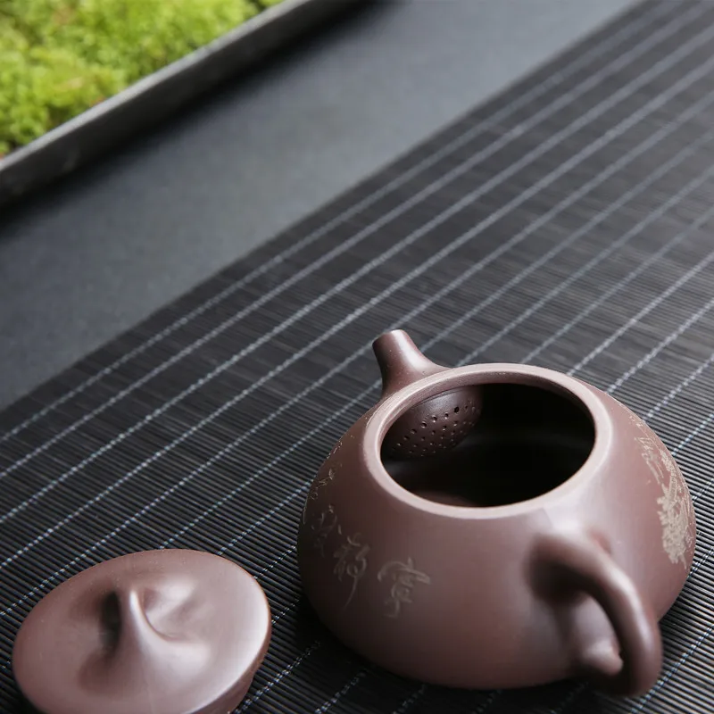 Yixing bule artesanal de argila roxa, Raw Ore Areia Roxa Shipiao Pot, Chaleira Padrão Tradicional, Kung Fu Teaware, 185ml