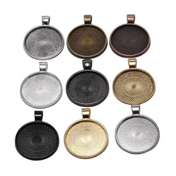 10Pcs 20/25/30mm Necklace Pendant Setting Cabochon Cameo Base Tray Bezel Blank For Pendants Cabochons Jewelry Making Accessories
