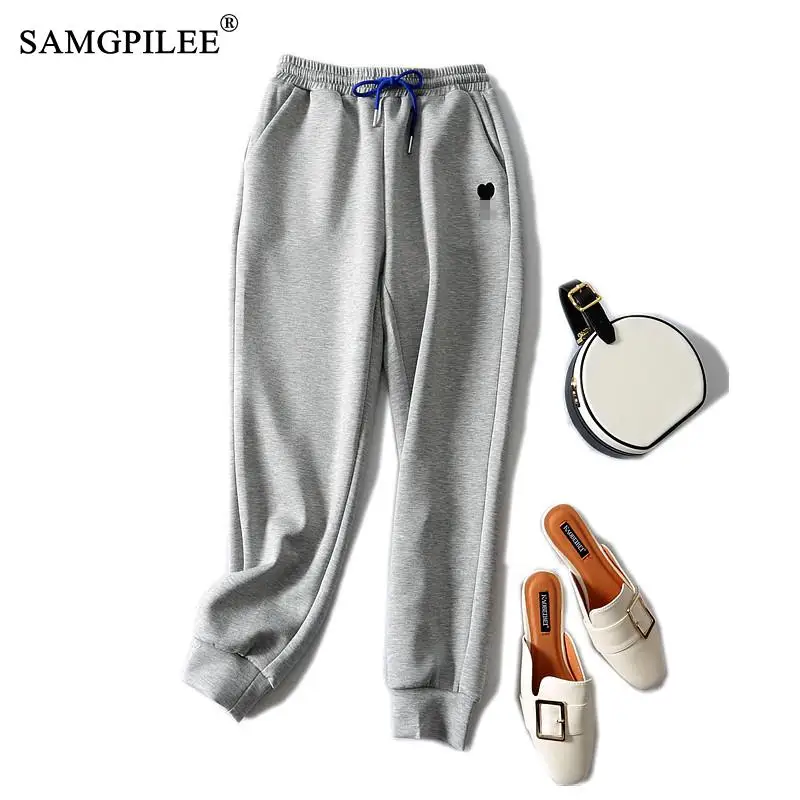 

Casual Sports Pants For Women 2023 New Spring And Autumn Fashion Elastic Waist Korean Nine Point Space Cotton Woman Pant 4XL