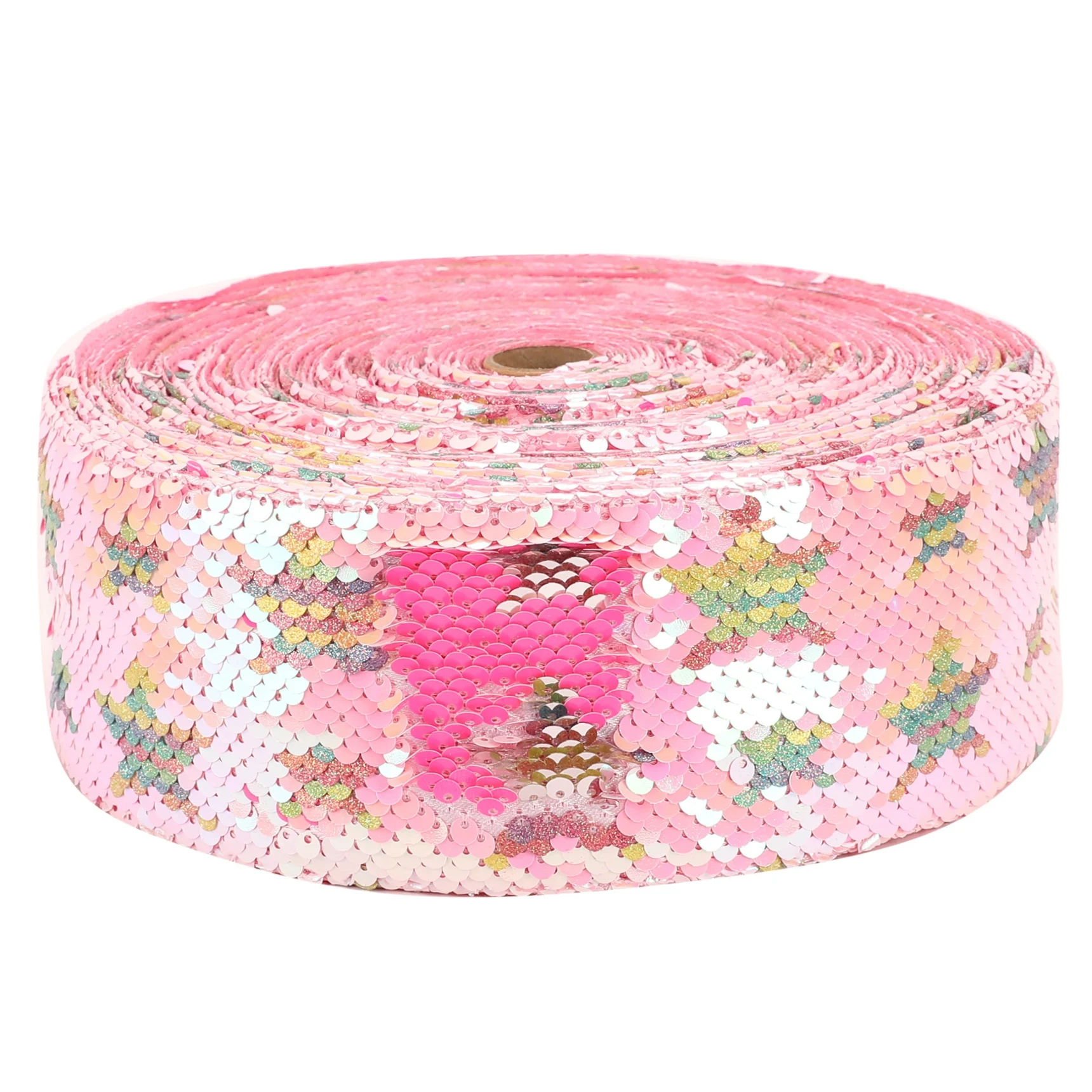 HSDRIBBON 3 inch 75mm New Sequin Fabric Reversible Glitter Sequin Ribbon 25Yards/Roll