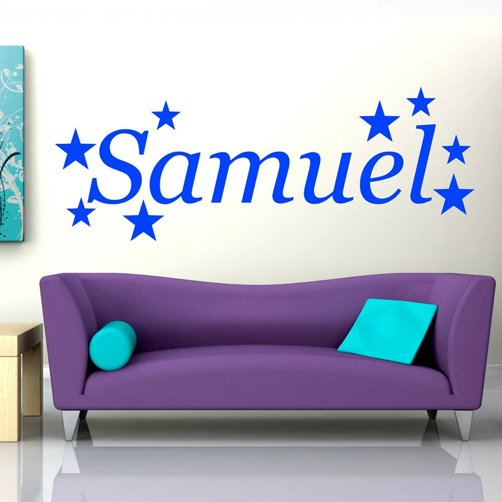 Personalised Stars Name Wall Sticker Vinyl Boys Girls Custom Name Wall Decal for Nursery Home Childs Bedroom Decor Mural X054