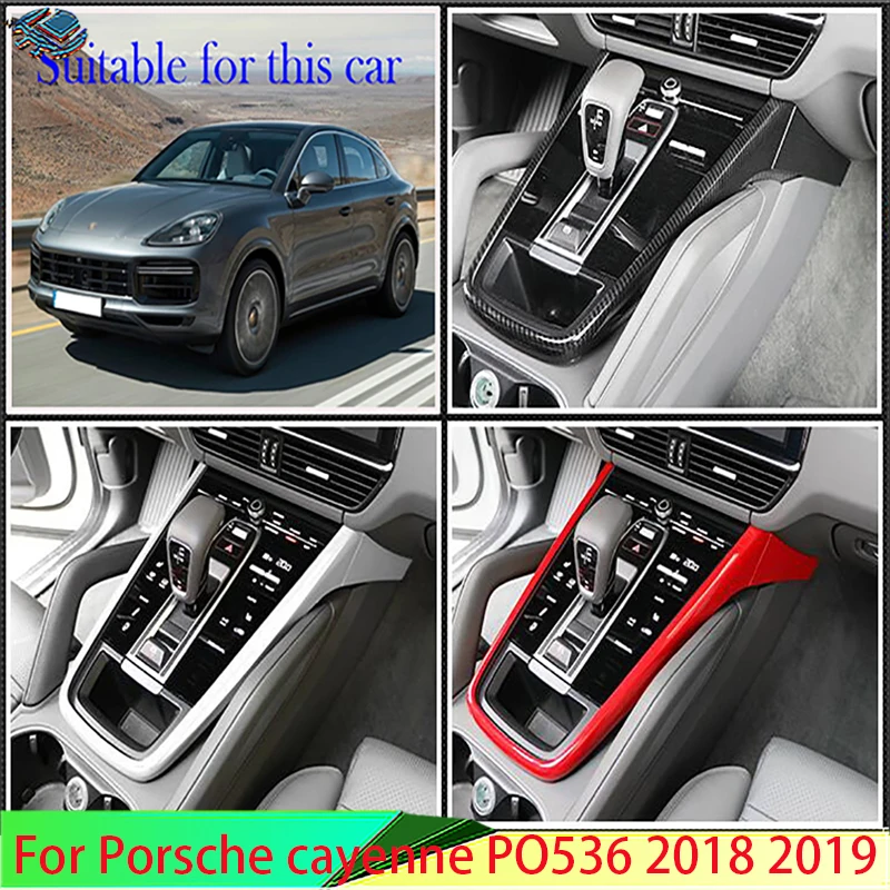 For Porsche Cayenne PO536 2018 2019 Car Accessories Gear Shift Panel Center Console Cover Trim Frame Car Styling Sticker