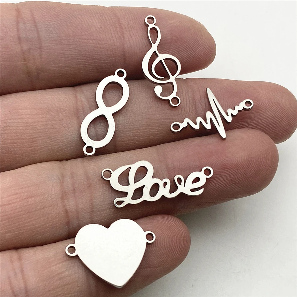 

30pcs Music Lover Charms Musicnote Heartbeat Connector Stainless Steel Fit Bracelet Connectors Jewelry Handmade Diy Musical Love