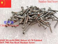 DIN 7985 Stainless Steel M1.6 screw M1.6x2 M1.6x3 M1.6x4 M1.6x5 M1.6x6 M1.6x8 M1.6x10 M1.6x14 M1.6x16 Pan Head PHIL Driver
