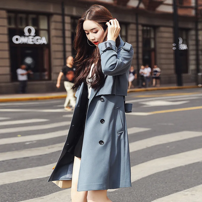 

Nice Spring Coat Female Loose Large Size Trench Coat Popest Double Breasted Coat Casual Windbreaker For Women‘S Autumn Overwear