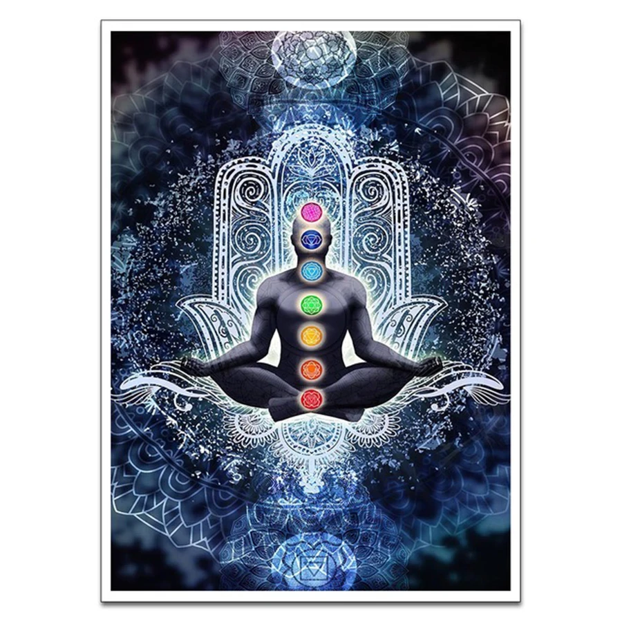 5D DIY Diamond painting Buddha Statue Meditation 7 Chakra Mandala yoga Full Diamond Art Mosaic Embroidery Cross Hand of Fatima