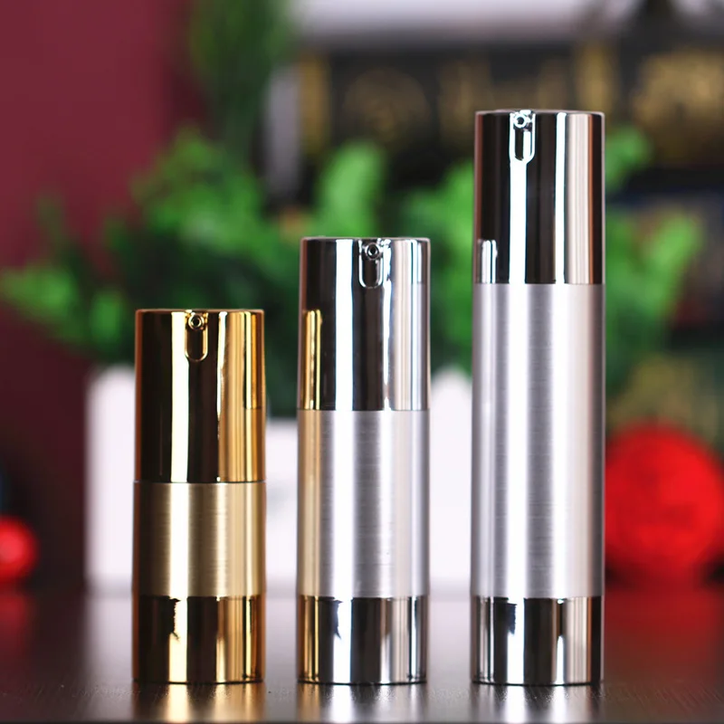 20 x 15/30/50ml Gold Silver Airless Vacuum Pump Bottle for Makeup Lotion Emulsion Serum Liquid Foundation Whitening Essence Skin Care Cosmetic Packing