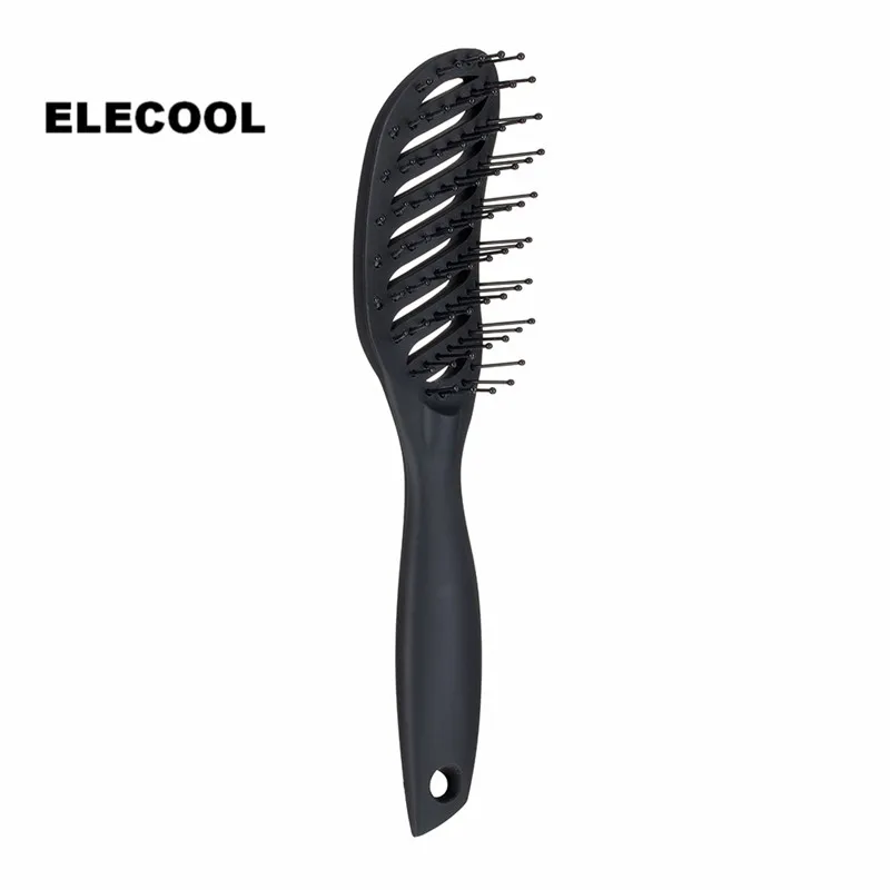 ELECOOL Wet/dry use Anti-Static Hair Brush Hair Comb Small curved comb With matte texture handle Massage Comb Styling Tools