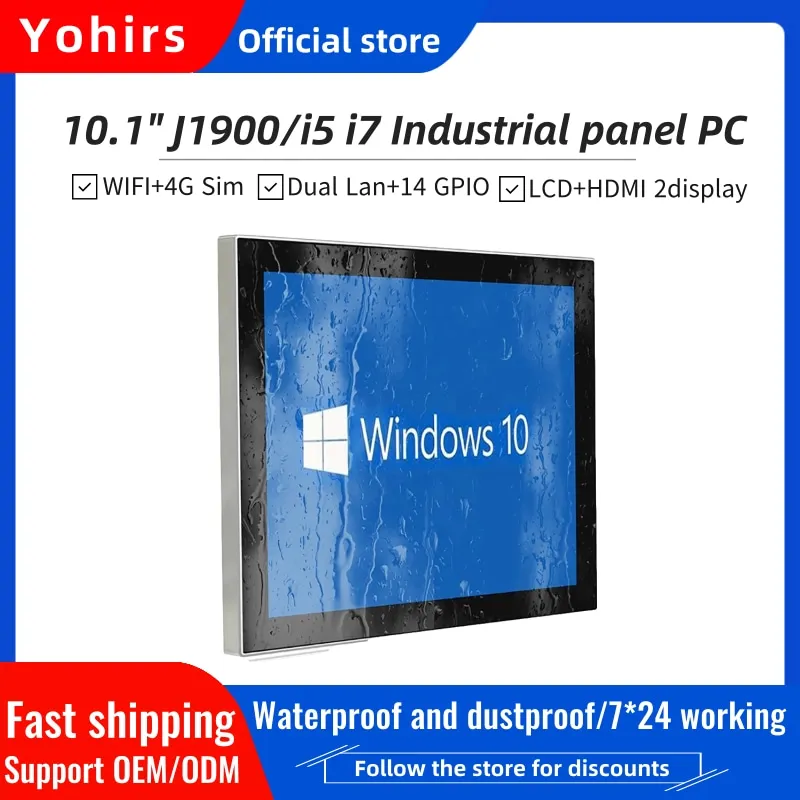 10.1 Inch Tablet Rugged Computer i5-4200U i7-4500U 2*Lan LCD HD 14bit GPIO ATX Industrial Panel PC Windows10 3G/4G SIM Card WIFI