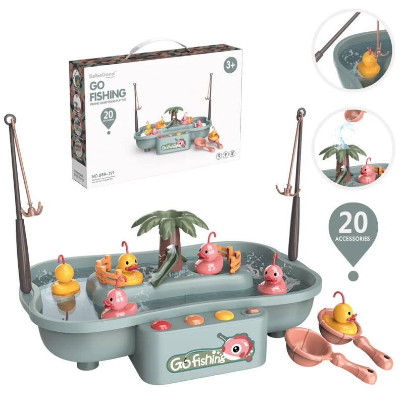 Electric Circulation Fishing Toy Fishing Ducks Magnetic Fishing Platform Water Play Game Interactive Toys for Children gifts